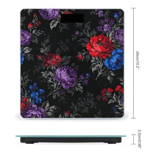 Báscula Digital de Baño Floral Negra Precisa y Estable miniatura 2