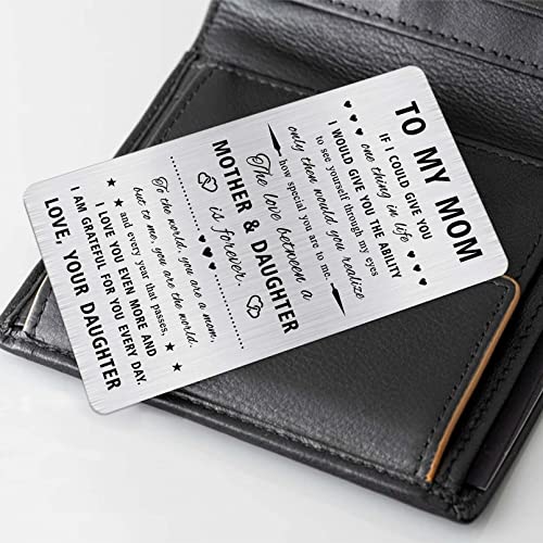 Alotozo Laser Engraved Stainless Steel Card for Mom - Mother's Day Gifts from Daughter - Mother Daughter Gift, Credit Card Size Keepsake4