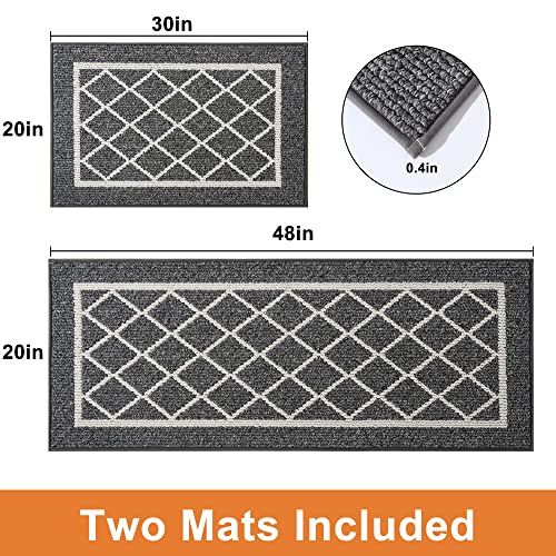 Beqhause-Kitchen-Rugs-Non-Slip-Kitchen-Mats-For-Floor Machine Washable Kitchen Rugs 2 Pieces Grey Kitchen Runner Carpet With Tpr Backing 20X30Inch/20X48Inch #TOP1