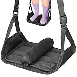 Portable Foot Hammock for Airplane with Interval Sponge, Foldable Hanging Leg Rest Support with Adjustable Strap and Thicken Bottom, Flight Footrest Holder in Air Desk Office & Car Travel Essentials