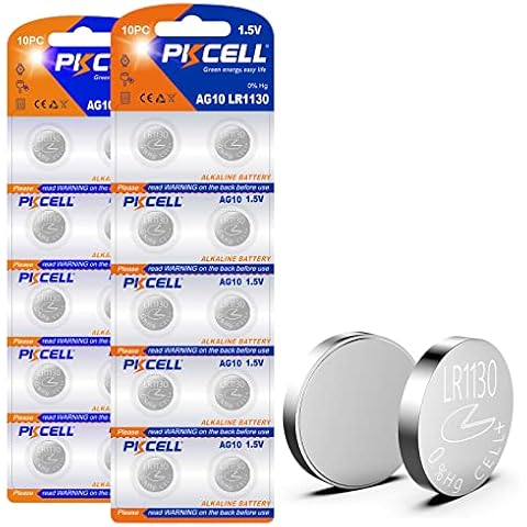 PKCELL LR1130 AG10 Pilas alcalinas 1,5V para música y juguetes (Paquete de 20) Cover