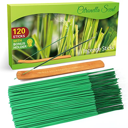 STRN Citronella Incense Sticks - Lemongrass Scent, 120 Sticks per Box with Holder - Perfect for Outdoor Garden, Patio & Camping - Natural Refreshing Aroma