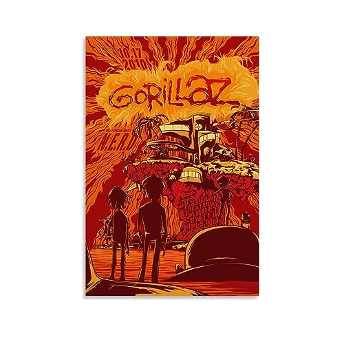 KUCOON Gorillaz - Póster musical de banda de rock, póster artístico en lienzo, póster decorativo para dormitorio, 40 x 60 cm
