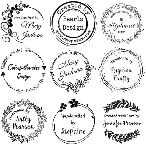 Personalized Stamp, 48+ Designs for Choose, Custom Name Signature Stamp, Flower Loop Floral Frame Stamp, Handmade Business Stamp, Handmade with Love ...