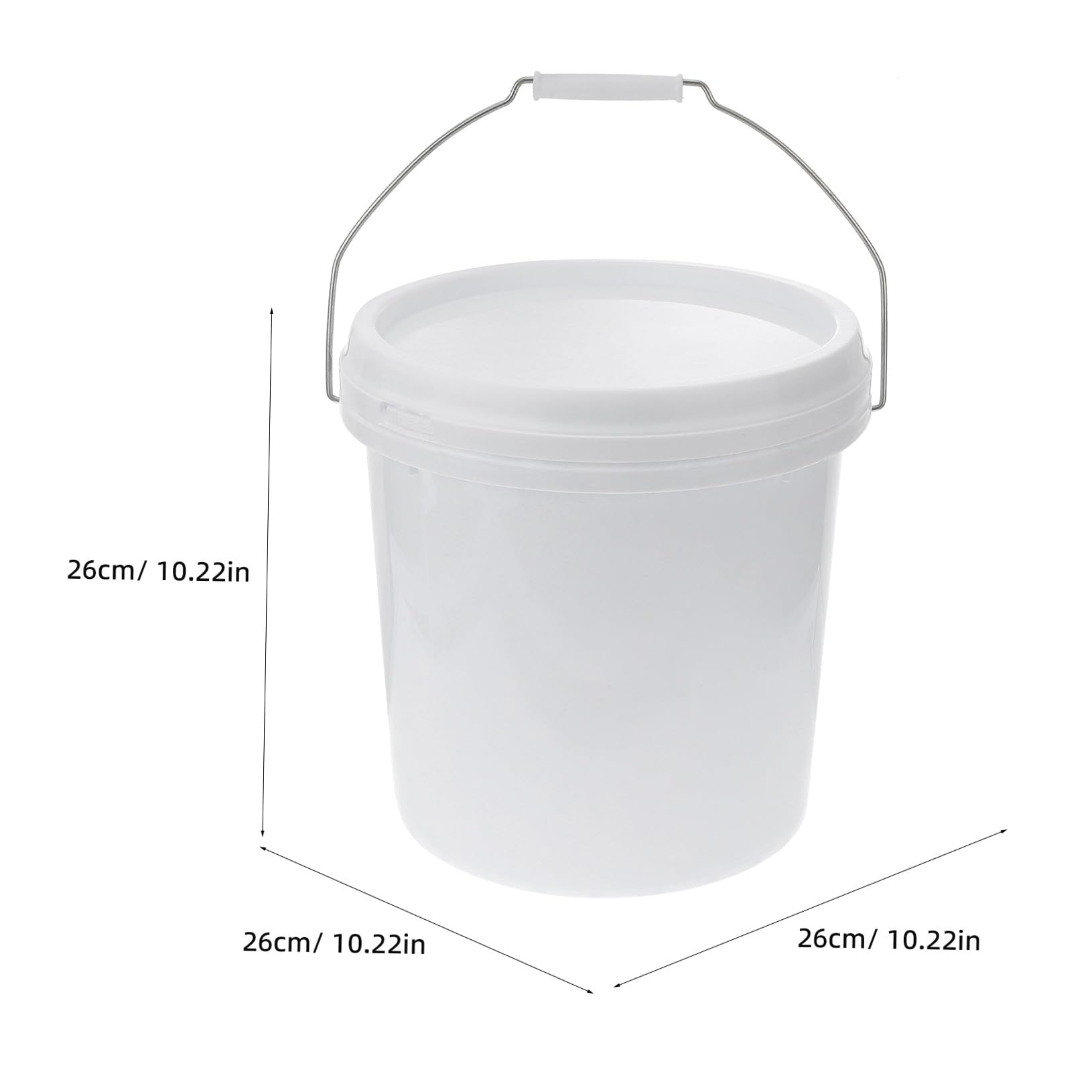 Veemoon Seau Rond en Plastique 10l Couvercle Blanc, Seau pour Produits de Nettoyage, Récipient Étanche et Portable, Usage Domestique Polyvalent pour Ménage, Jardin et Stockage, Pratique