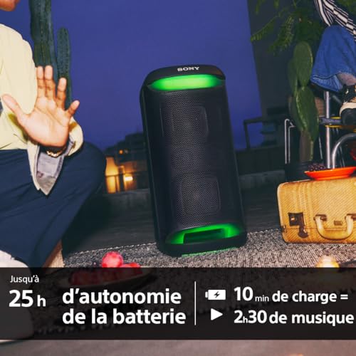 Sony SRS-XV500 - Enceinte Party Box pour la fête sans fil Bluetooth avec son puissant et MEGA BASS- Autonomie de 25 heures, portable, éclairage LED, Party Connect, IPX4, prises Karaoke Mic/Guitar-Noir