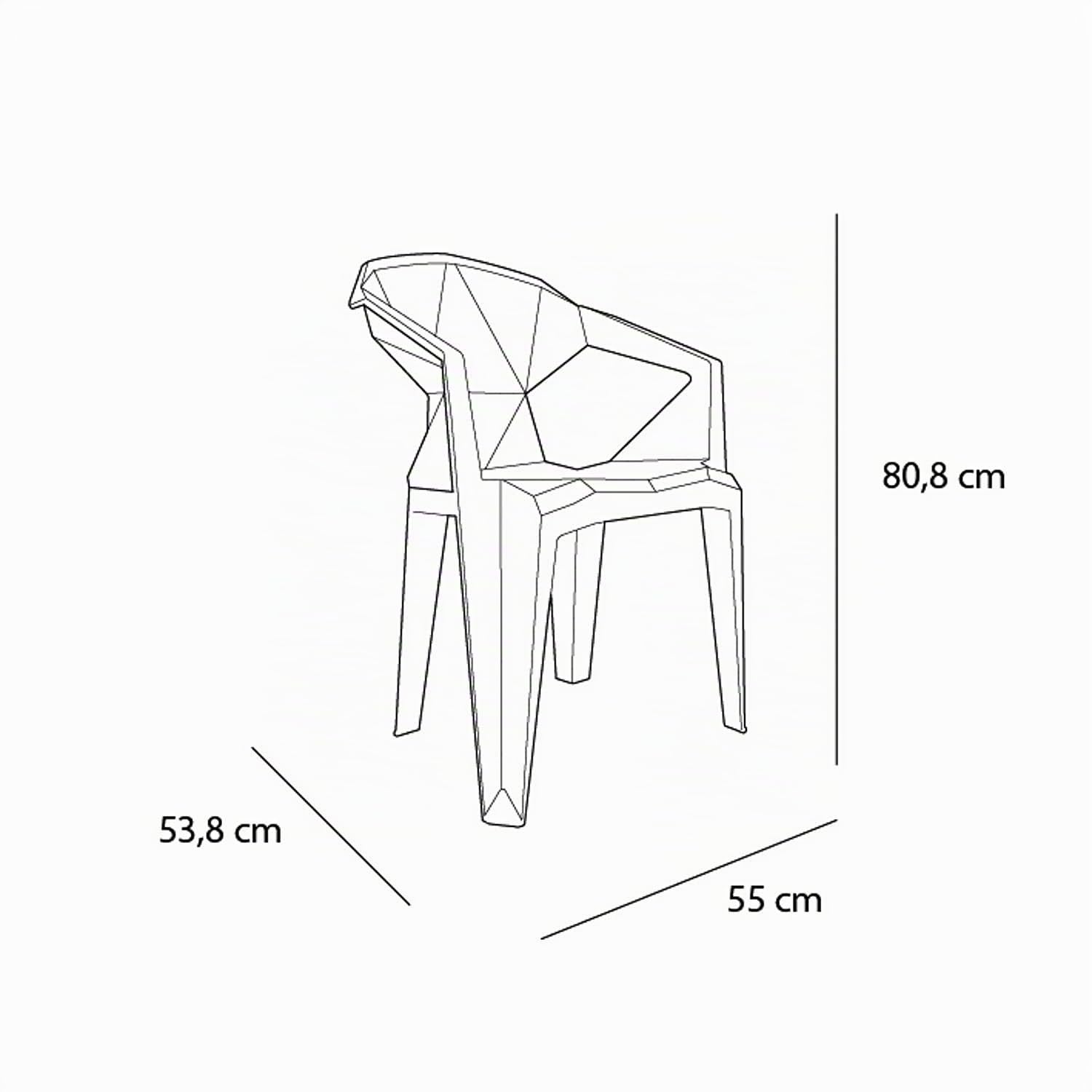 garbar Delta Set 4 Silla con Brazos Exterior | jardín, terraza, balcón, Picnic, Camping, Catering, Eventos, reuniones | diseño, Ligero, apilable | Blanco