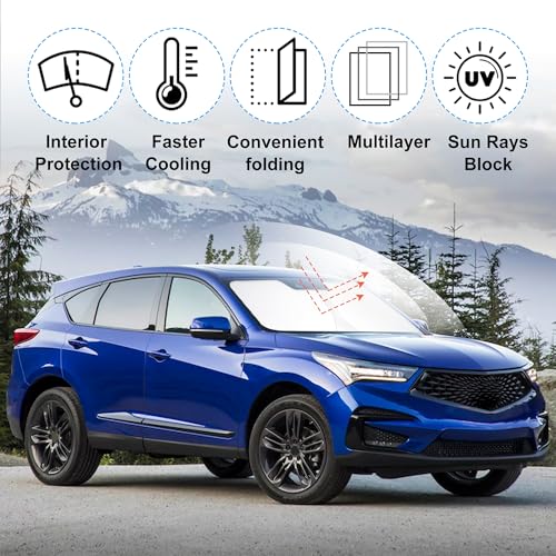 Image of Windshield Sun Shade Custom Fit for 2019-2024 2025 2026 AcuraRDX RDX Accessories Foldable Sunshade Sun Blocker Protect Car from Sun Rays & Heat Damage Keep Car Cooler
