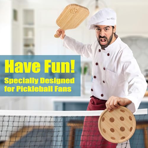 Set tabla de cortar y charcutería pickleball bambú 2 piezas miniatura 7