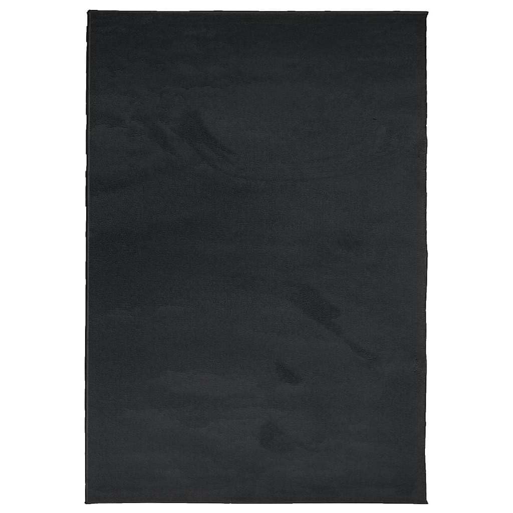 Tapis Oviedo de salon noir 160x230 cm pliable en polyester ultra doux