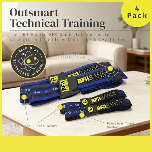 Image of Occlusion Bands, 4 Pack Blood Flow Restriction Bands for Men & Women, Booty Training Straps for Buttock Building, Glutes, HIPS & Legs to Increase Muscle Mass, Fitness Resistance Bands