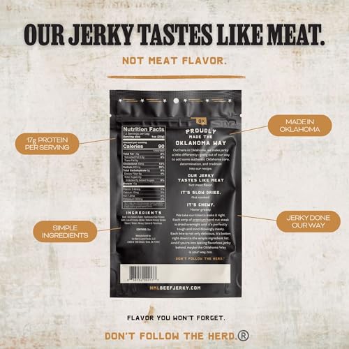 Image of No Mans Land Slow-Dried Beef Jerky | Smoked & Seasoned Jerky Strips | High Protein, Low Carb Beef Snack | Gluten Free - MILD (7.5oz)
