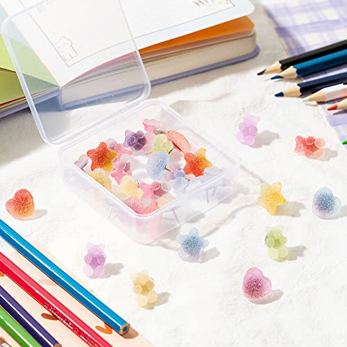 Bkeecten 30Pcs Colorful Gummy Bears Push Pins Decorative Translucent Bear Star Heart Shaped Pushpin Resin Thumb Tack For Student Office Home Cork Bulletin Board Photo Wall Posters Thumbtack Supply #TOP3