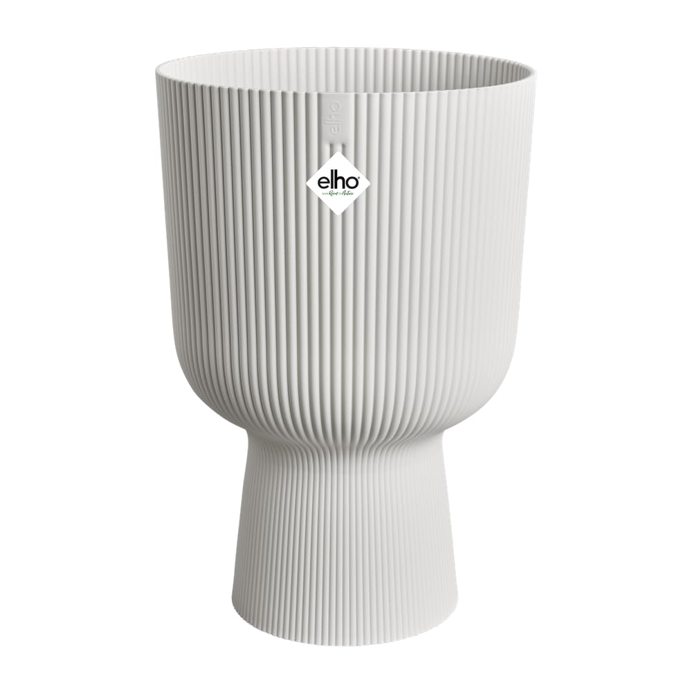 Elho vibes fold coupe 30cm vaso da fiori - Silky White | Ø 29.5 x Alt. 44.7 cm | Adatto per interni | Plastica riciclata al 100%