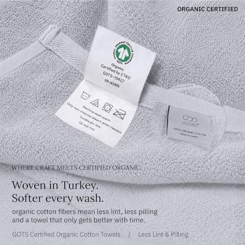 California Design Den Organic Cotton Towel & Washcloth Set of 6, Light Grey - image 5