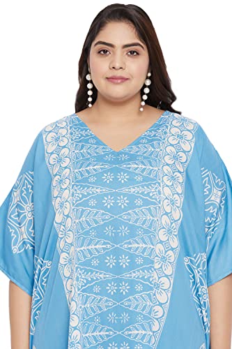 Image of Oussum Plus Size Kaftan Dresses for Women, Polyester Summer Caftan Cover Up Maxi Beach Dress, 1X-3X