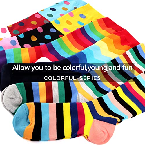 Wecibor Women's Funny Novelty Multi Colorful Pattern Cotton Knee High Socks - 6 Pairs - Size 8-11 #TOP29