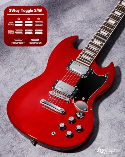 Image of Leo Jaymz 39 Inch Solid Body Electric Guitar - Poplar Wood Body,Maple Neck and Laurel Wood Fretboard (Red)