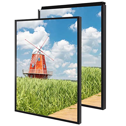 Podronale 20x30 Snap Frame, Plexiglass, Set of 2, Black PosterFrames, Coating Aluminum Profile, Display Horizontally & Vertically