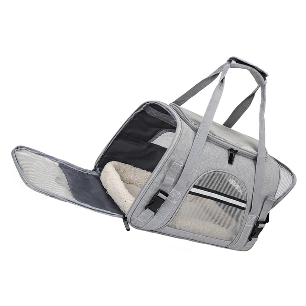Borsa da Trasporto per Animali Domestici Oxford Ventilazione a Rete e Apertura Cerniera su Entrambi i Lati, per Viaggi e Trasporto in Auto