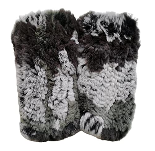 XUYUZUAU Women Mittens Gloves Real Rex Rabbit Hair Hand Warmer Winter Knit Warm