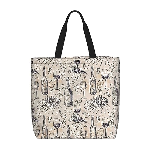 Wine And Winemaking Winery Grape Field Print Tote Bag Large Women Casual Shoulder Bag Handbag For Outdoors Holiday Weekender Travel Gifts