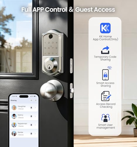Veise VE017-K Fingerprint Smart Lock with 2 Knobs, App Control, Keyless Entry Front Door L - image 2