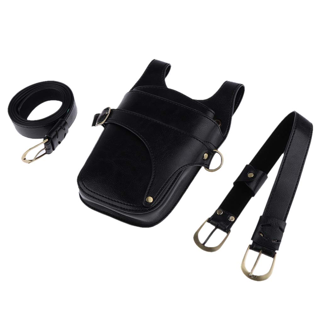 Scherentasche für Friseure Ledertasche Gürteltasche Friseurtasche Werkzeugtasche Haarstyling Geräte Tasche, Schwarz