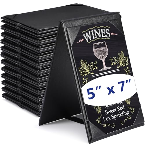 Gerrii 12 Pack Leather Table Tents Double Sided Menu Holders, 5 x 7 Inch