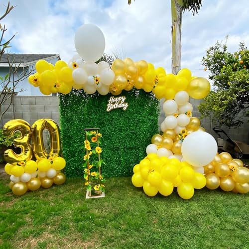 Image of Lukiituke Yellow Balloons, 60Pcs Pastel Yellow Party Balloons | 12in Latex Balloon for Birthday, Wedding, Honeybee Sunflower Theme Decorations