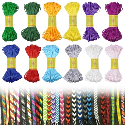 12 Piezas 18m Hilo Cola De Raton Diámetro 1,5 mm Versátil, Hilos para Hacer Pulseras De Nudos Múltiples Colores, Cuerdas para Hacer Pulseras Reutilizable, Hilo para Trenzas Pelo, Collares, Artesanía