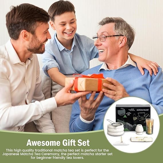Artisanal Matcha Kit Including Precision Bamboo Whisk and Stylish 500 ml Ceramic Bowl, Perfect for Traditional Tea Ceremonies