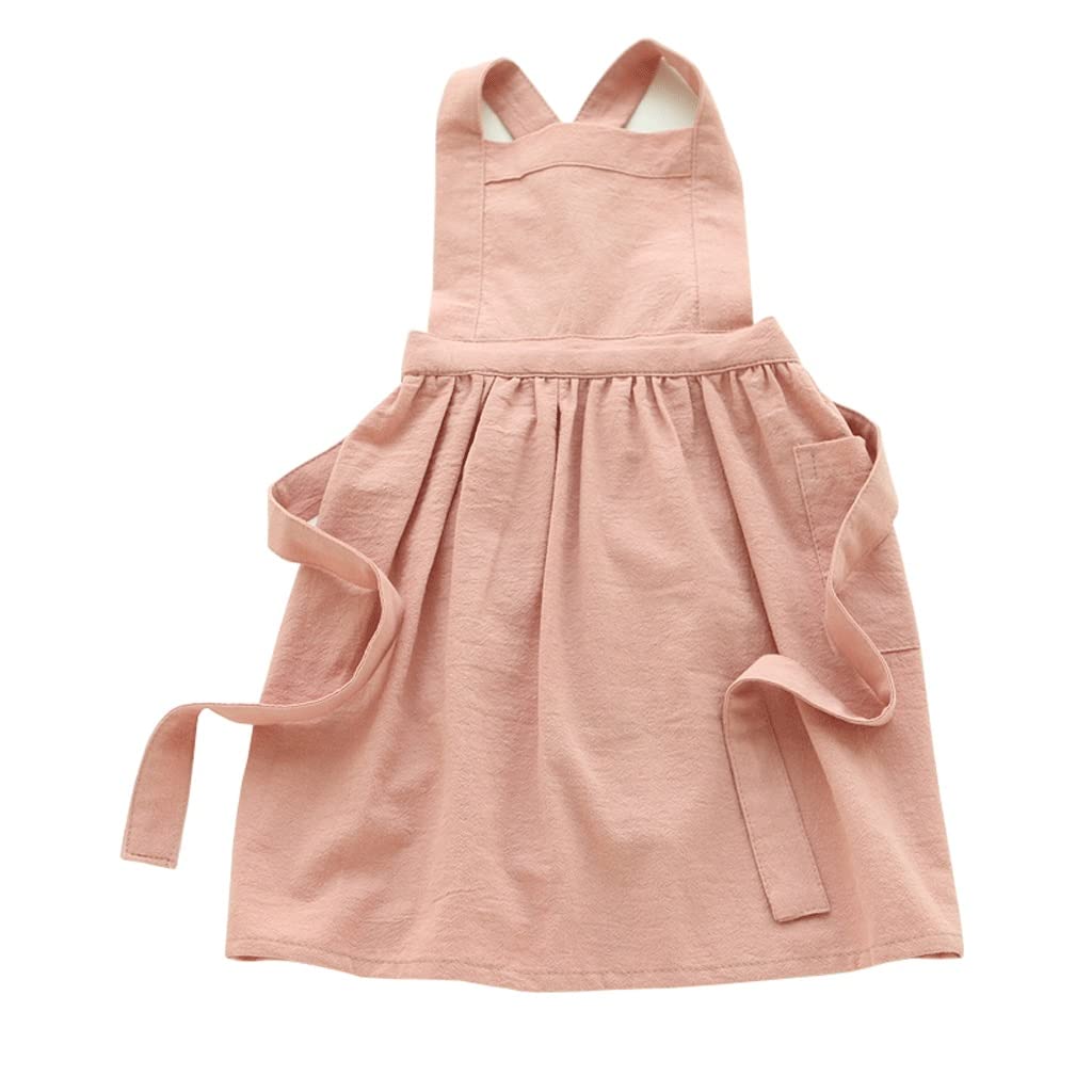 SSDD 7607 Koreańska wersja modnej bawełnianej przedszkola dziecka Fartuch Małe dziecięce BIB Malowanie Anti-Near Smock Talia (Color : Pink, Size : M)