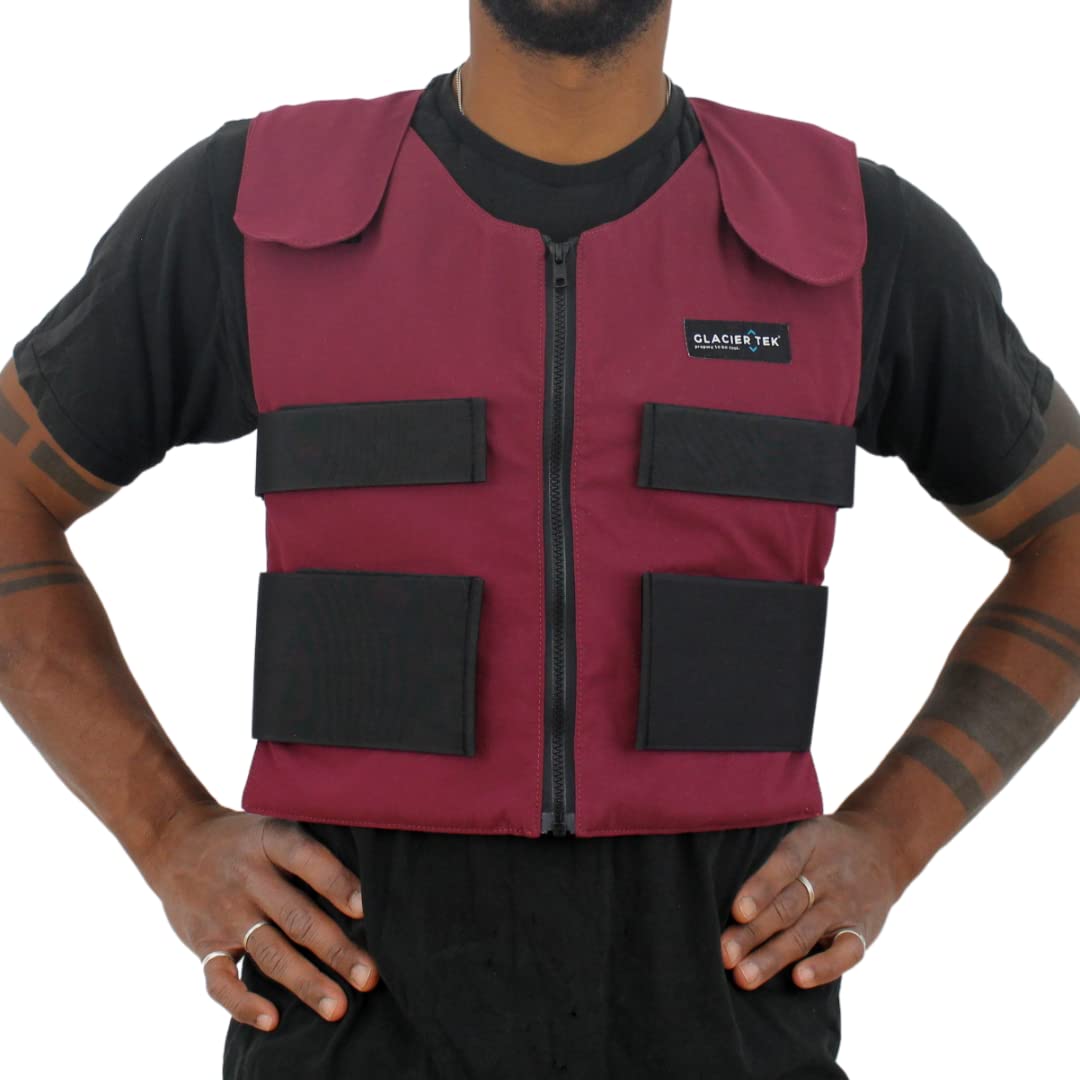 Glacier TekCool Vest Personal Cooling, 59 Degrees for 2.5 hours 8 Cool Packs, Recharge in 30 Minutes