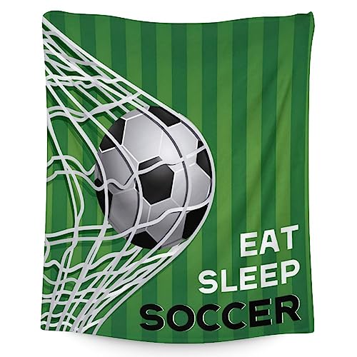 Mercuryelf Soccer Blanket Gifts, 60"x80" Funny Football Throw Blanket for Boys Mens, Cozy Lightweight Fleece Plush for Sofa Bed Room Decor
