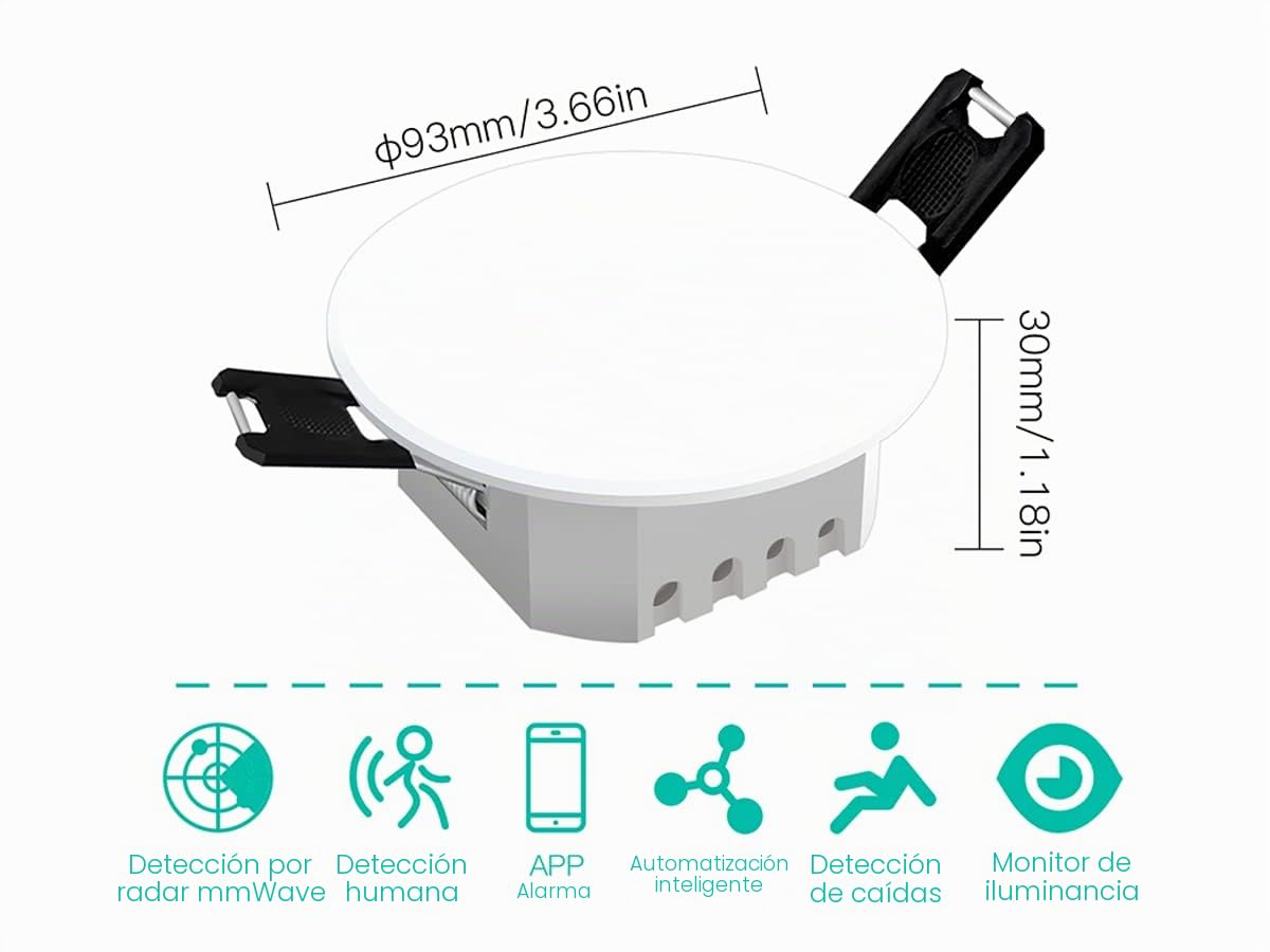 ZigBee Sensor de Presencia de Personas, Detectores de Estado de Movimiento Dormir Hablando de Caída Accidental, Instalación Empotrada