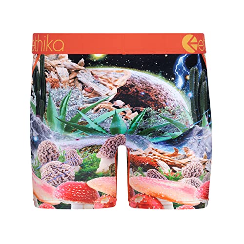 Ethika Men’s Mid Boxer Brief, 4-Way Stretch Performance Underwear with Graphic Prints – Trippy Drippy - Mid (ORG, S)3