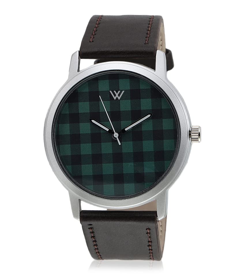 Walrus Check Dial Analog Leather Strap Wrist Watch for Men - Silver Case, Brown Strap, 40mm Case- Professional & Casual Use- Old Money Style Mens Wrist Watch for Gift (B0B1QRTKTC) Amazon Price History, Amazon Price Tracker