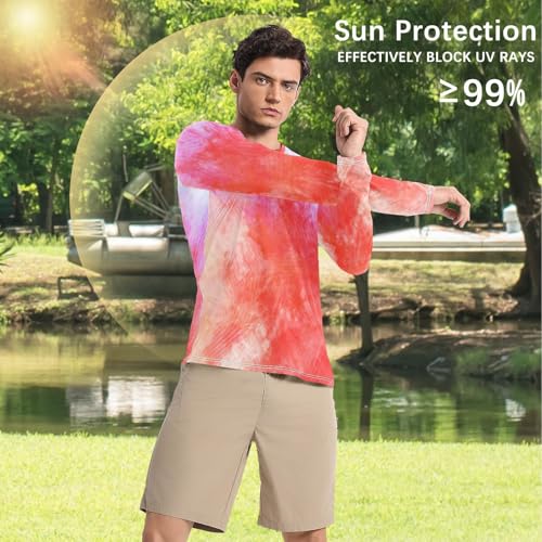 Colorful Messy UPF 50+ Long Sleeve Sun Shirt Comfortable Comfort Mens Sun Shirts Protection Long Sleeve Beach4