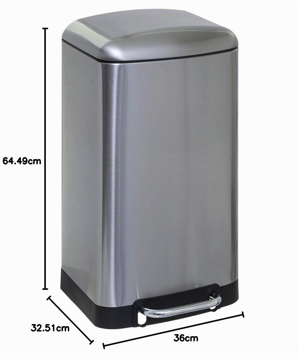 5Five - Cubo de basura de acero inoxidable Ariane de 30 l - Cubo extraíble y asa trasera - Cierre silencioso