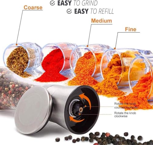 Image of Jamboree Pepper Grinder Classic Oak Wood Spicy Pepper Salt Corn Mill Grinder Wooden, Ceramic Traditional Pepper Mill (Silver)