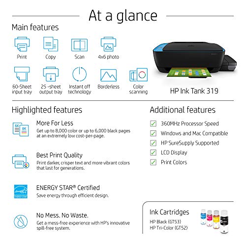 hp 319 printer features