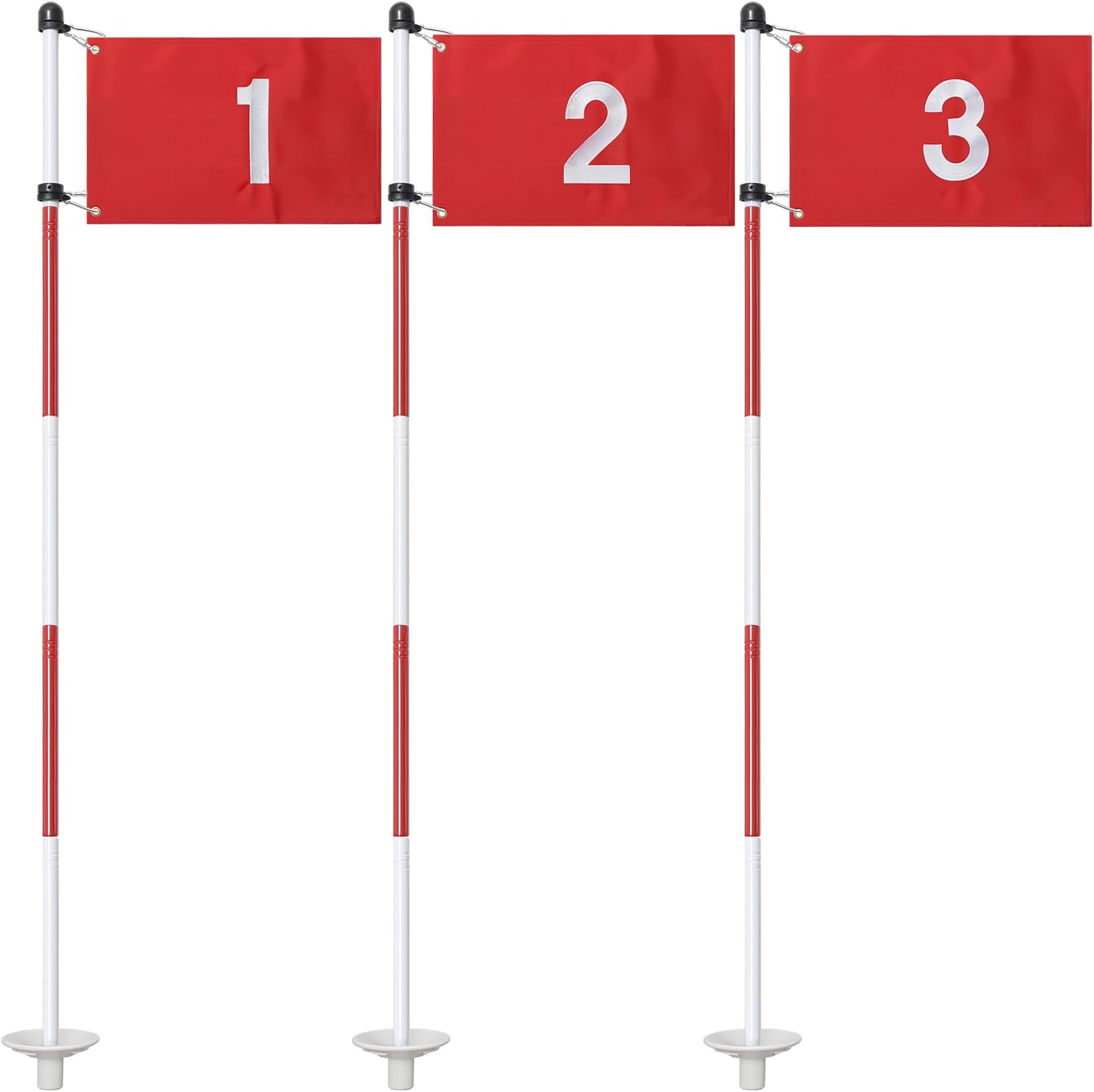 Golf Putting Green Cups and Flags, 6 FT Golf Flagstick, Mini Golf Flags for Yard, Golf Pin Flag for Driving Range, 3 Pack