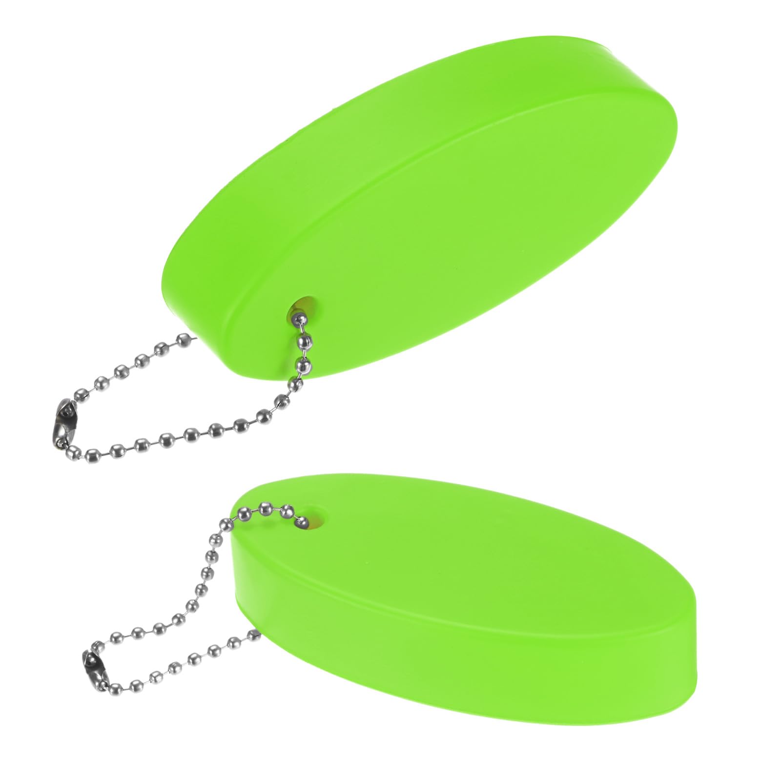 M METERXITY 2-Pack Floating Key Chain for Boating, Waterproof Bright Color Key Rings for Outdoor Water Sport/Fishing/Surfing/Sailing, Oval Shaped PU Foam Floating Keychains [Light Green]