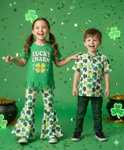 Image of Unique Baby 2 Piece Girls Bell Bottom Leggings Outfit with Short Sleeved Shirt Kid and Toddler Clothes Set