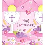 Amscan Pink First Communion Paper Table Cover Religions Party Tableware Decoration, Pink, 54