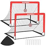 Porte da Calcio per Giardino, Porta da Calcio per 120x90cm, Porticine Da Calcio con Aste In Fibra di Vetro e Reti di Alta Qualità, Bullseye e Borsa per Giardino e Gioco per Interni