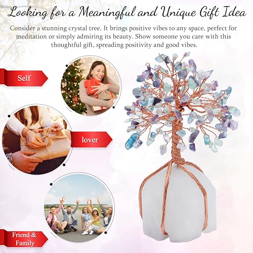 Image of Fluorite Crystal Tree of Life Natural Quartz Stone Base 5-6 inch Spiritual