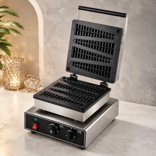 Image of Lolly Stick Waffle Machine, Commercial Electric Waffle Pop Maker, Non-Stick Stick Waffle Baker for Cafe Bakery Restaurant