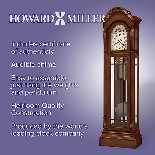 Howard Miller Roderick IV Floor Clock 611-288 – Cherry Bordeaux Finish, Lightly Distressed, Vertical Home Decor, Aged Nickel Finish Pendulum, Cable-Drive, Single-Chime Movement - Thumbnail 6